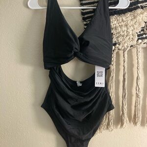 Black Cutout one piece adjustable bathing suit